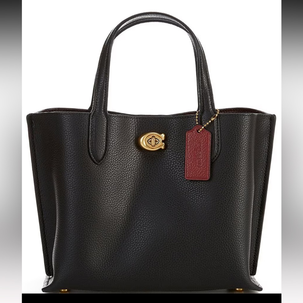🎁Coach Willow 24 Black Leather Tote/Crossbody Bag.